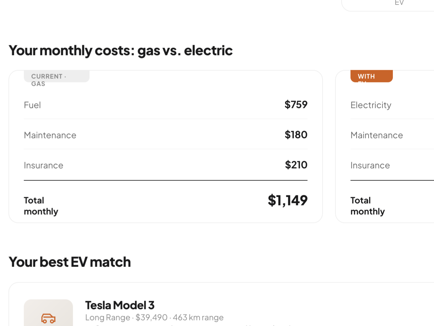 Rideshare driver EV landing experience
